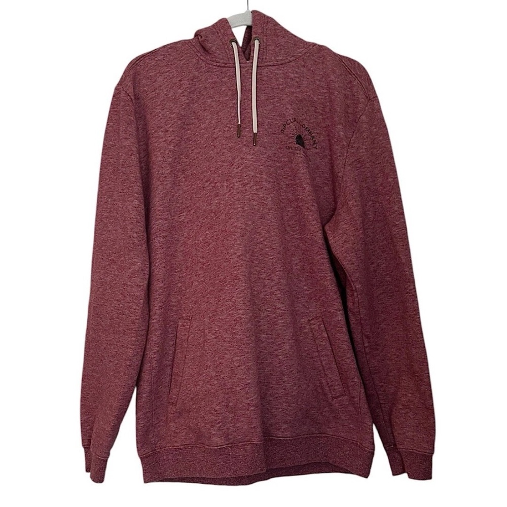 Rip Curl Men’s Pullover Sweatshirt Hoodie Red Heather Drawstring Pockets Size L